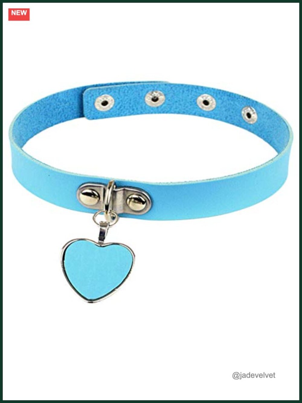 AKOAK Punk Goth Heart Pendant Link PU Leather Choker Necklace